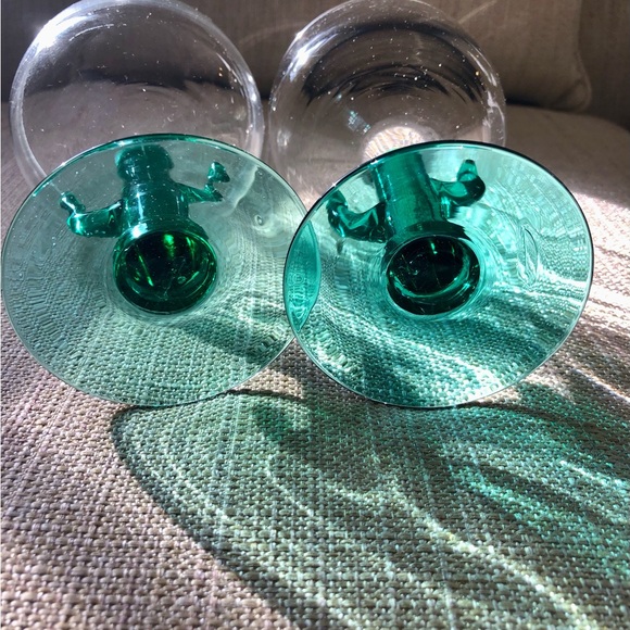 PAIR Cactus MARGARITA Glasses.  Perfect!  Cool stems - Picture 6 of 8